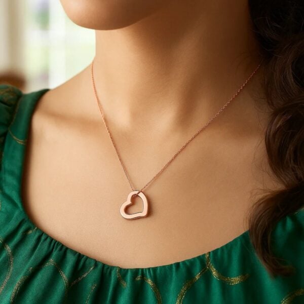 14k Rose Gold Heart Pendant - alternate view 3