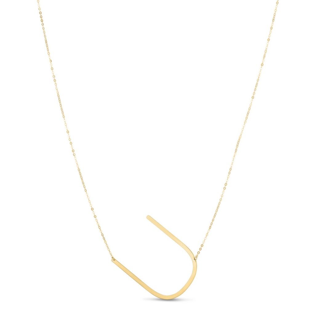 14K Yellow Gold Yours Truly Large Initial U Necklace