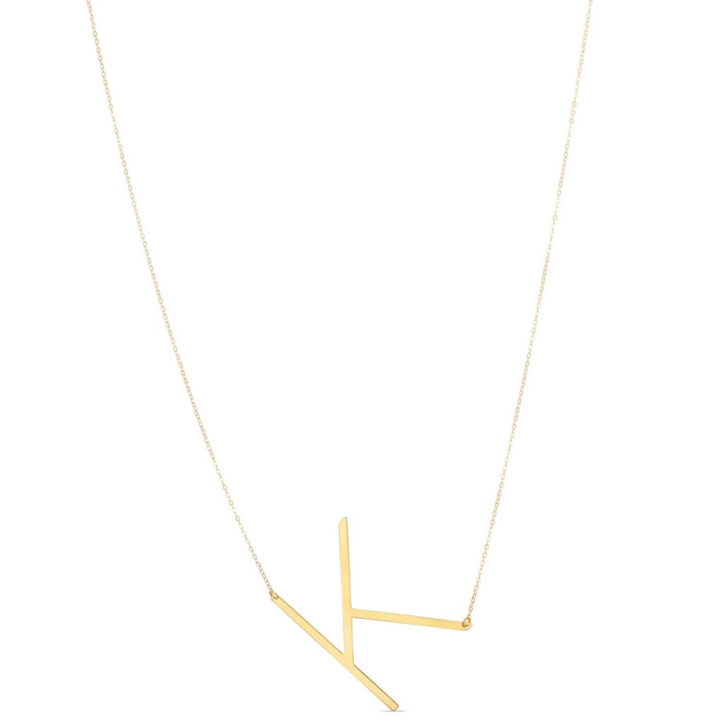 14K Yellow Gold Yours Truly Large Initial K Necklace