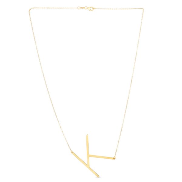 14K Yellow Gold Yours Truly Large Initial K Necklace - alternate view 2