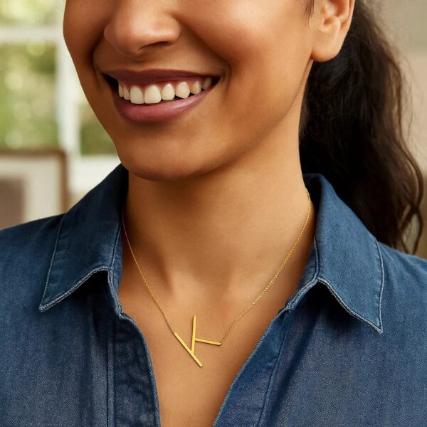 14K Yellow Gold Yours Truly Large Initial K Necklace - alternate view 4