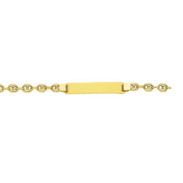 14k Yellow Gold Puffed Mariner Link Childrens ID Bracelet (3.30 mm) - alternate view 2