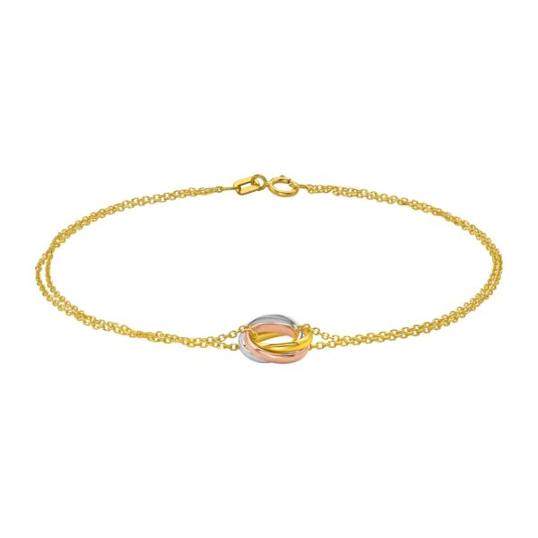 14K Tri Color Gold Trinity Chain Bracelet - Tri-Color Gold