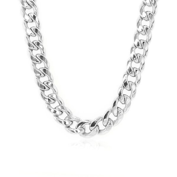 14K White Gold Miami Cuban Semi Solid Chain (7.00 mm) - alternate view 2