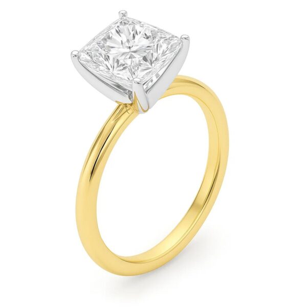 3 Carat Princess Lab Grown IGI G/VS1 Diamond Solitaire Ring in 14K Yellow Gold - alternate view 2