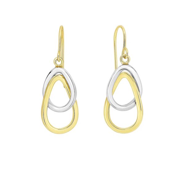 14k Two-Tone Gold Interlaced Open Teardrop Drop Earrings