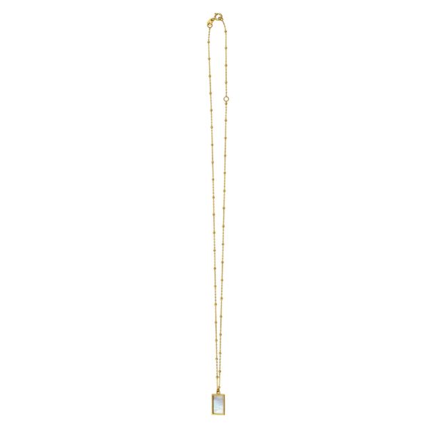 MOP Geometric Gem Rectangle Necklace in 14K Yellow Gold - alternate view 2