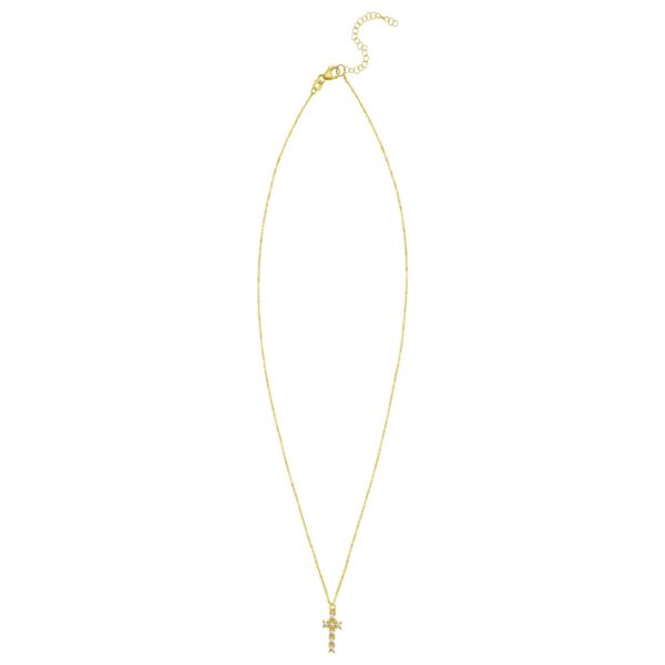 14K Yellow Gold Diamon Oro Cross Necklace