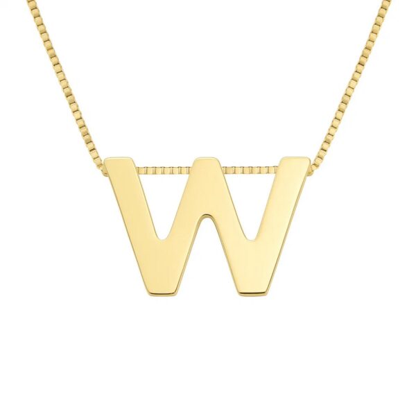 14K Yellow Gold Yours Truly Block Letter Initial W Necklace - alternate view 2