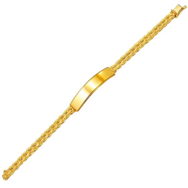 14k Yellow Gold ID Bracelet with Double Rope Chain (3.00 mm)