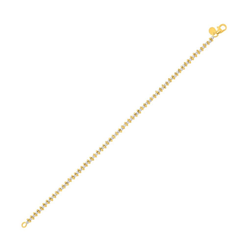 Two Tone Pallina Bead Bracelet in 14K Gold (2.60 mm) - Two-Tone Gold
