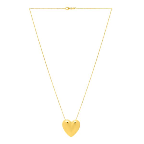 Large Puffed Heart Necklace in 14K Yellow Gold - alternate view 2