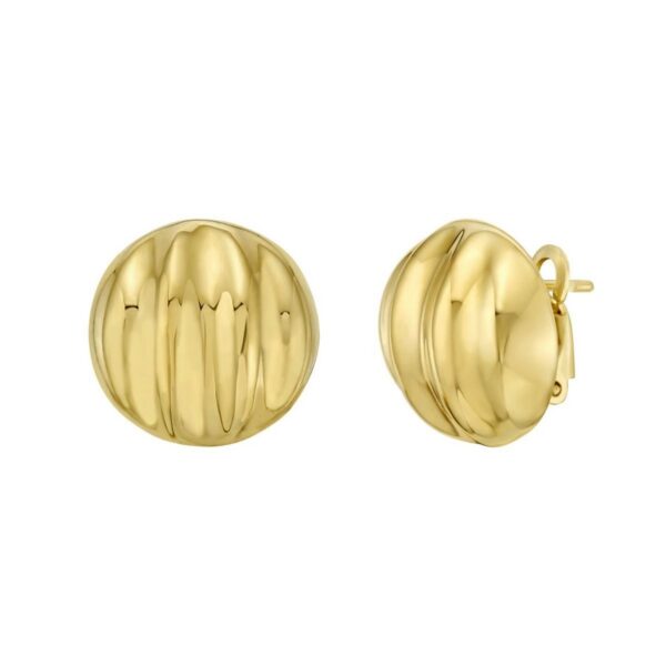 Sterling Silver Yellow Gold Plated Sculpted Domed Disc Stud Earrings
