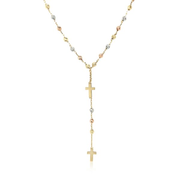 14k Tri-Color Gold Rosary Chain Necklace - alternate view 2