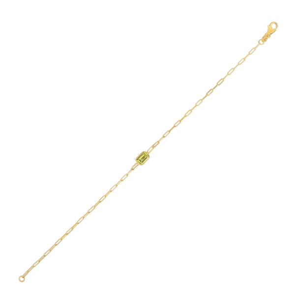 14K Yellow Gold Peridot Paperclip Bracelet (1.50 mm)