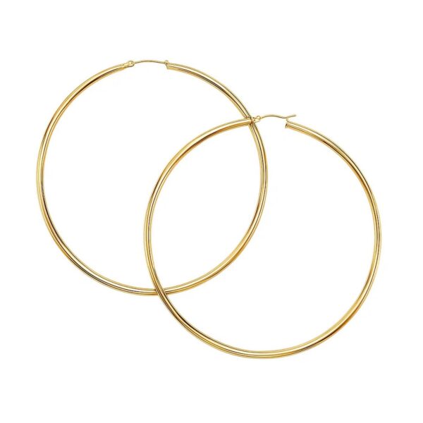 14k Yellow Gold Large Polished Hoop Earrings(2x70mm)