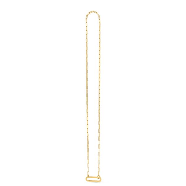 14k Yellow Gold Elongated Link Paperclip Necklace - alternate view 2