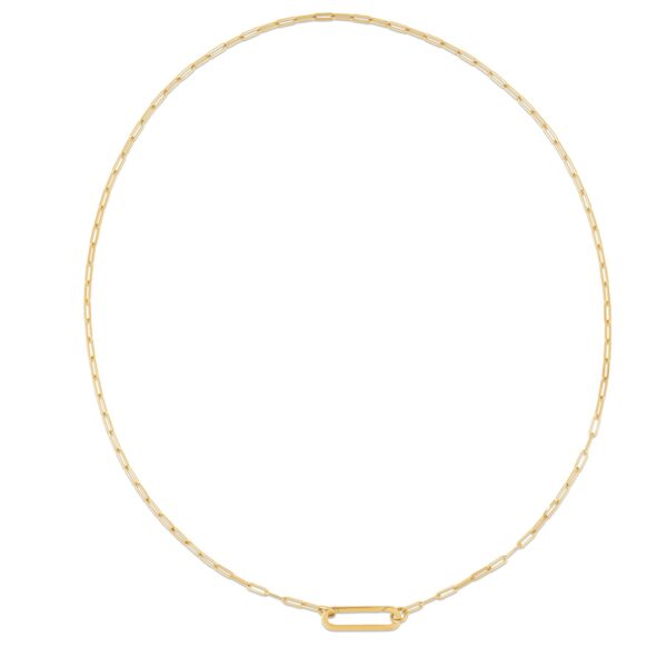 14k Yellow Gold Elongated Link Paperclip Necklace - alternate view 4