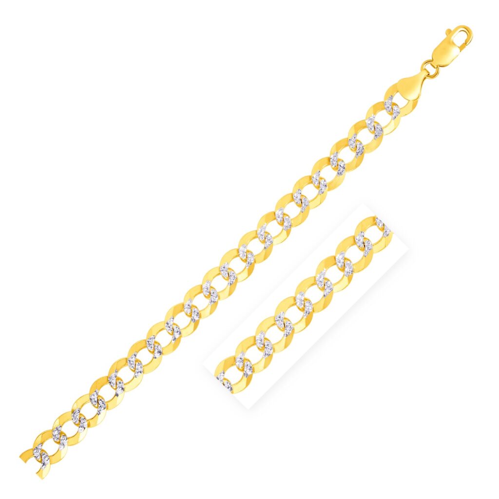 14k Two Tone Gold Pave Curb Chain (7.00 mm) - Two-Tone Gold