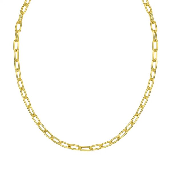 14K Yellow Gold Charm Lock Paperclip Chain - alternate view 2