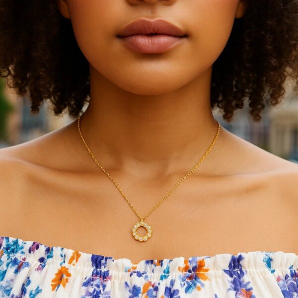 Classic 14K Yellow Gold Petite Diamond Circle Necklace - alternate view 5