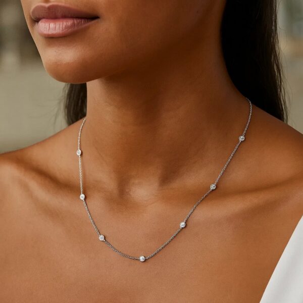14K White Gold Diamonds by the Yard Necklace - alternate view 5