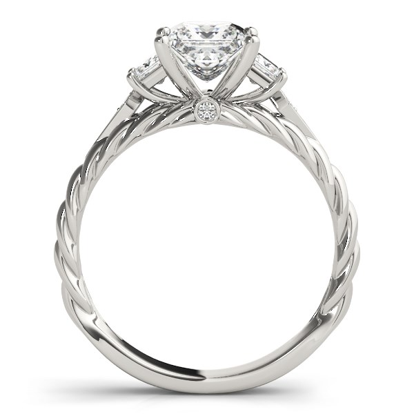 14k White Gold Princess Cut 3 Stone Antique Style Diamond Ring (1 1/8 cttw) - alternate view 2