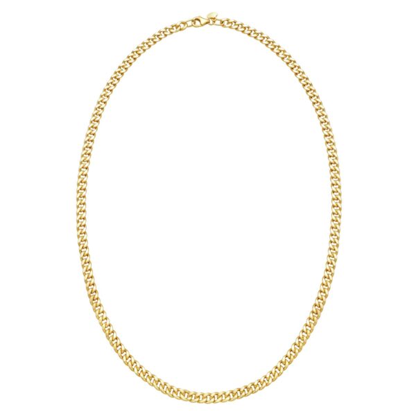 14K Yellow Gold Petite Faceted Cuban Link Chain Necklace (4.50 mm) - alternate view 2
