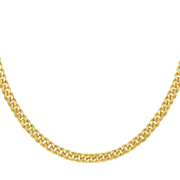 14K Yellow Gold Petite Faceted Cuban Link Chain Necklace (4.50 mm) - alternate view 4