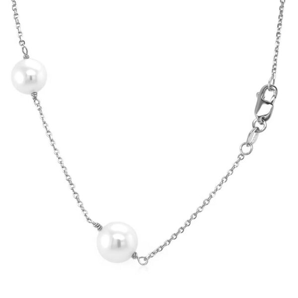 14k White Gold Necklace with White Pearls - alternate view 5