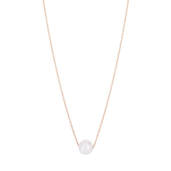 14k Rose Gold Pearl Solitaire Necklace