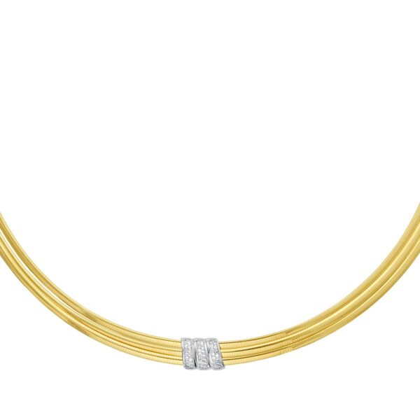 14K Yellow Gold Triple Row Diamond Omega Necklace - alternate view 2