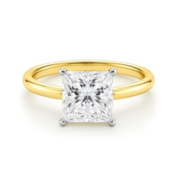 3 Carat Princess Lab Grown IGI G/VS1 Diamond Solitaire Ring in 10K Yellow Gold - alternate view 3
