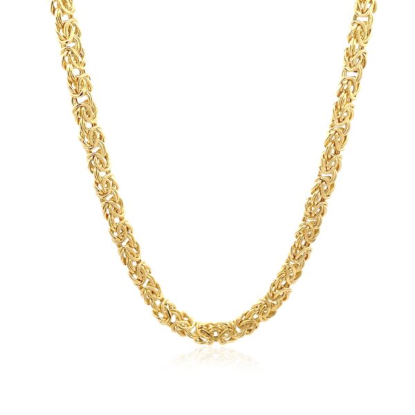 14k Yellow Gold Fancy Byzantine Chain Necklace - alternate view 2