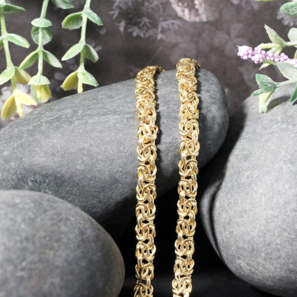 14k Yellow Gold Fancy Byzantine Chain Necklace - alternate view 4