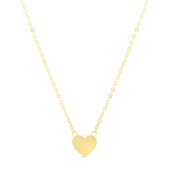 14k Yellow Gold Polished Mini Heart Necklace - alternate view 2