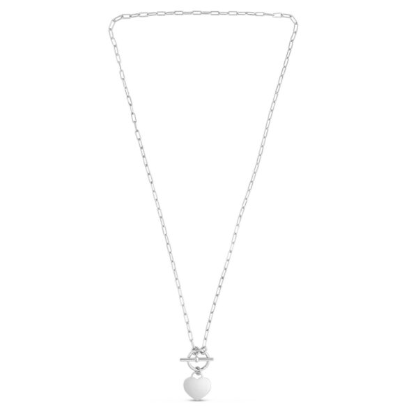 Sterling Silver Rhodium Plated Heart Toggle Necklace - alternate view 2