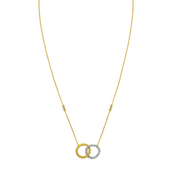 14K Two Tone Gold Interlocking Circle Necklace - Two-Tone Gold