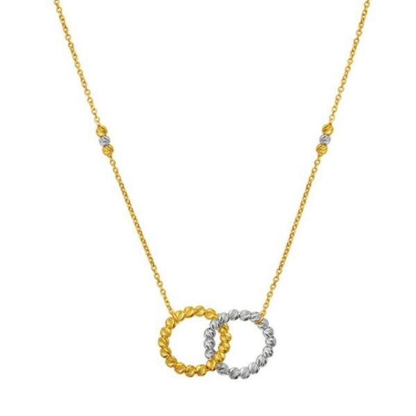 14K Two Tone Gold Interlocking Circle Necklace - Two-Tone Gold - alternate view 3