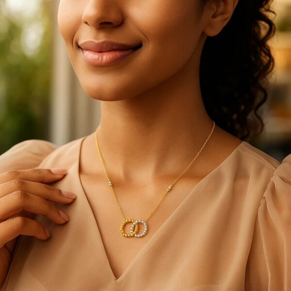 14K Two Tone Gold Interlocking Circle Necklace - Two-Tone Gold - alternate view 4