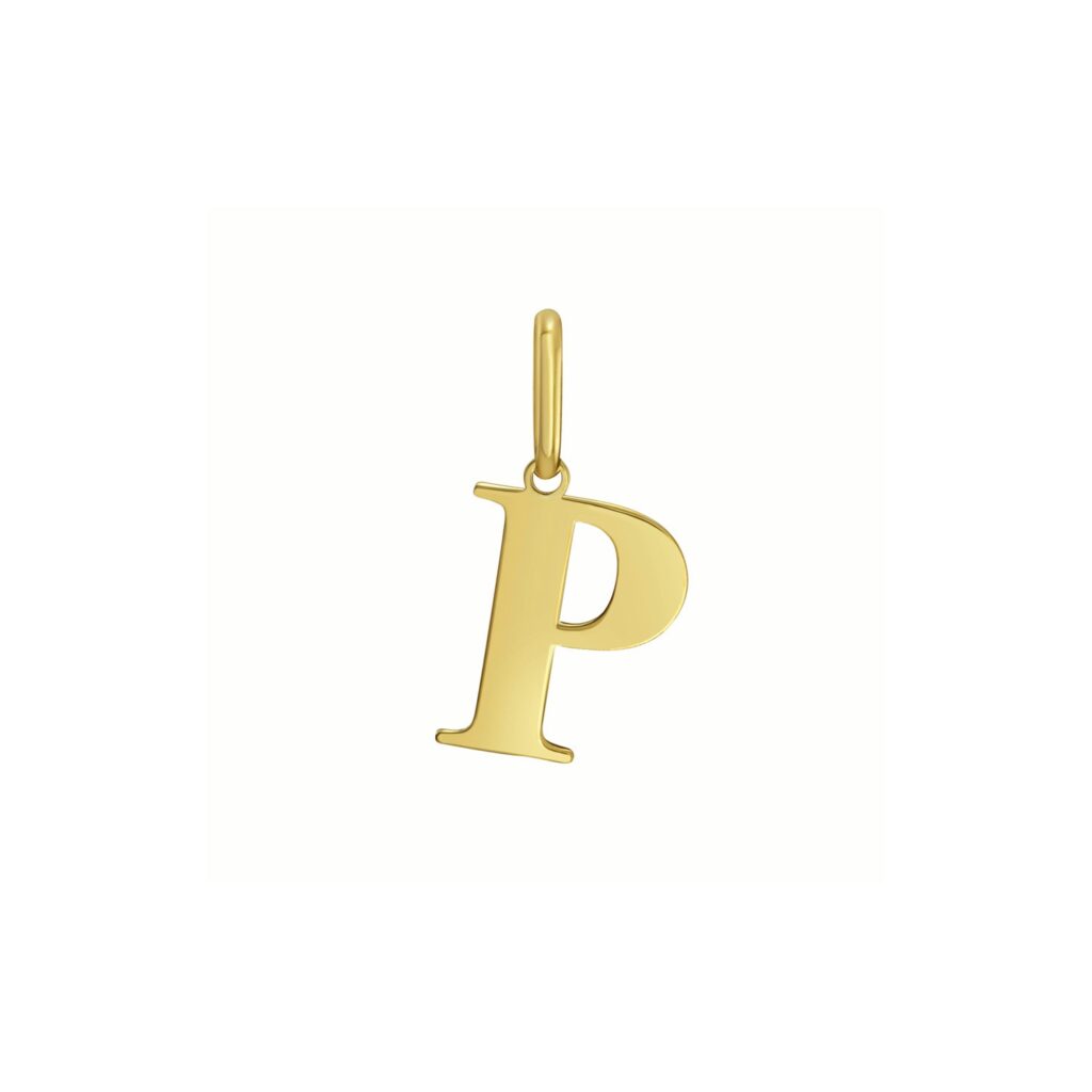 14K Yellow Gold Initial P Charm Pendant