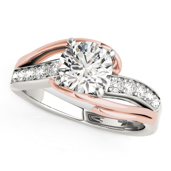 14k White And Rose Gold Bypass Shank Diamond Engagement Ring (1 1/8 cttw) - White &amp; Rose Gold
