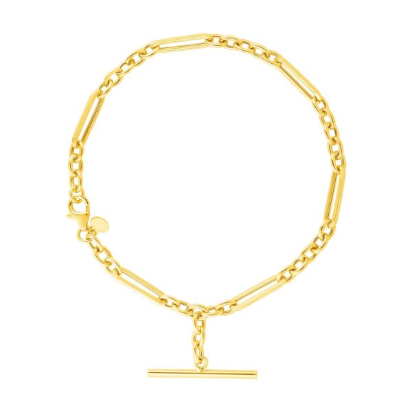 14k Yellow Gold Alternating Oval and Round Chain Bracelet with Toggle (3.90 mm)