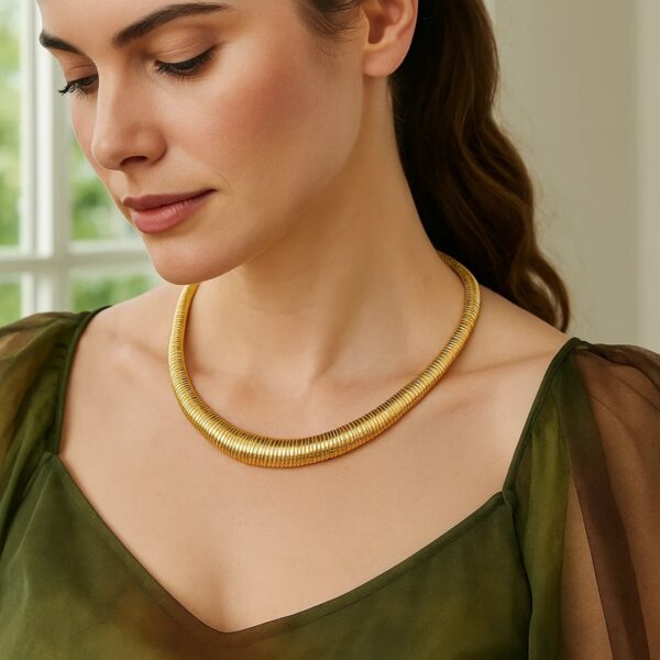 14K Yellow Gold Graduated Tubogas Necklace - alternate view 4