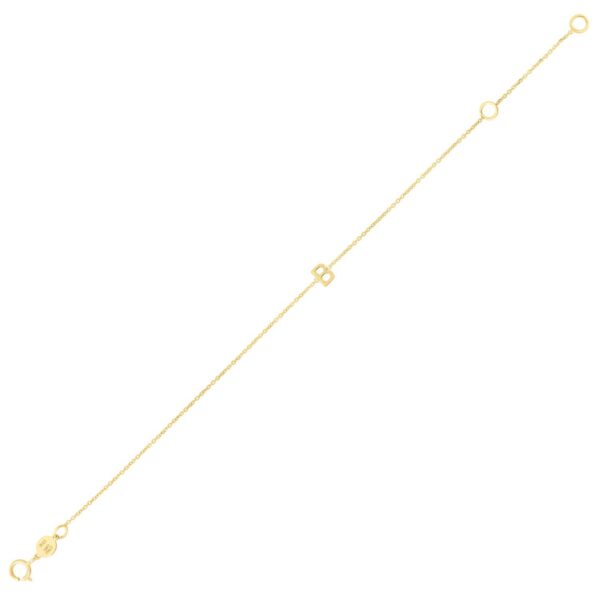 14K Yellow Gold Mini Initial B Bracelet