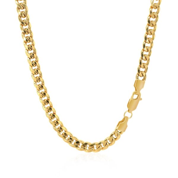 14k Yellow Gold Miami Cuban Semi Solid Chain (4.50 mm) - alternate view 3