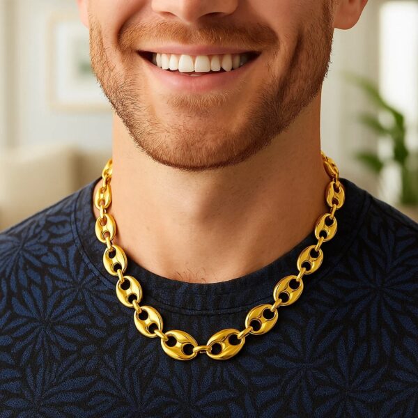 Puffed Mariner Link 16mm Necklace in 14K Yellow Gold - alternate view 3