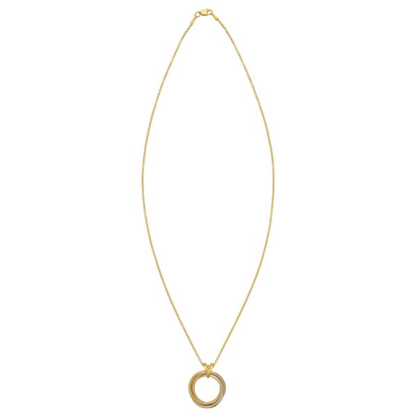14K Tri Color Gold Interlocking Circle Pendant Necklace - Tri-Color Gold
