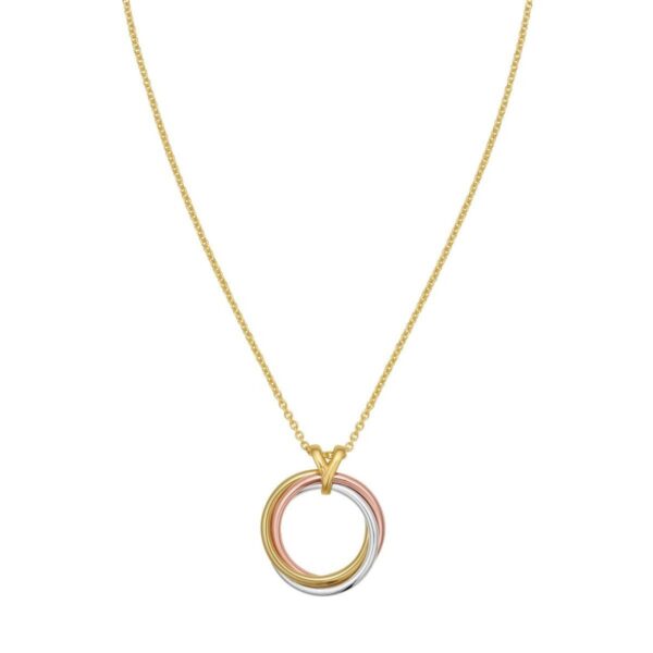 14K Tri Color Gold Interlocking Circle Pendant Necklace - Tri-Color Gold - alternate view 3