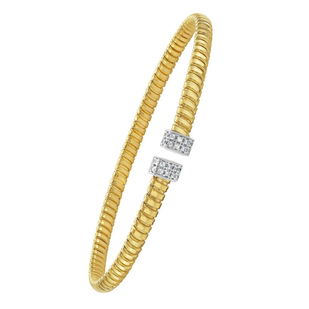 14K Yellow Gold Endcaps Tubogas Cuff Bangle (3.90 mm) - I